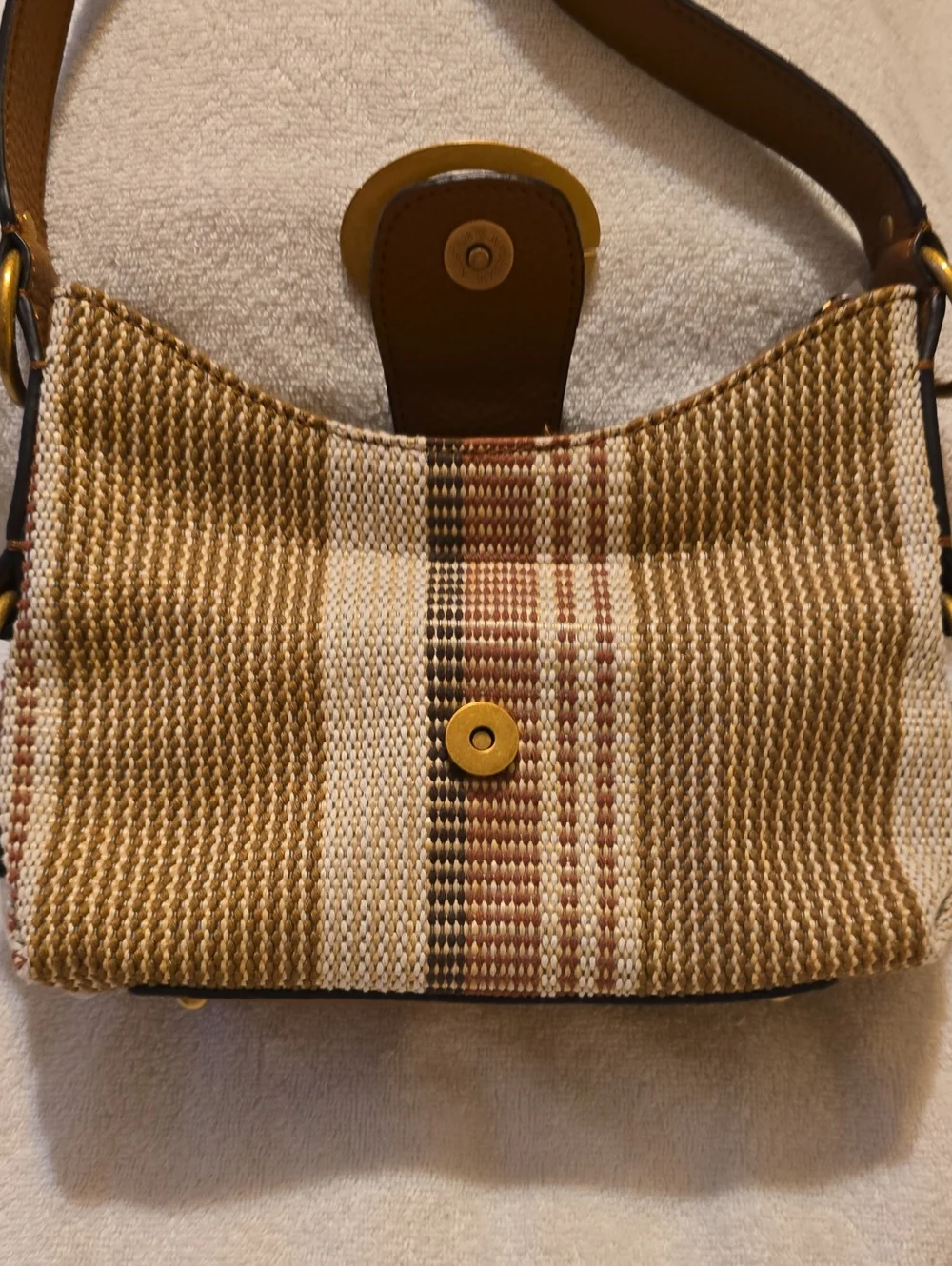 GUESS Camden Mini Striped Canvas Shoulder Purse NWOT